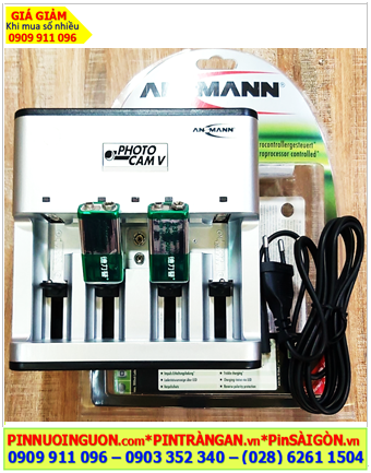 Ansman Photocam V, Bộ sạc 2 viên pin 9v -Kèm sẳn 2 pin sạc Delipow 9v-230mAh chính hãng